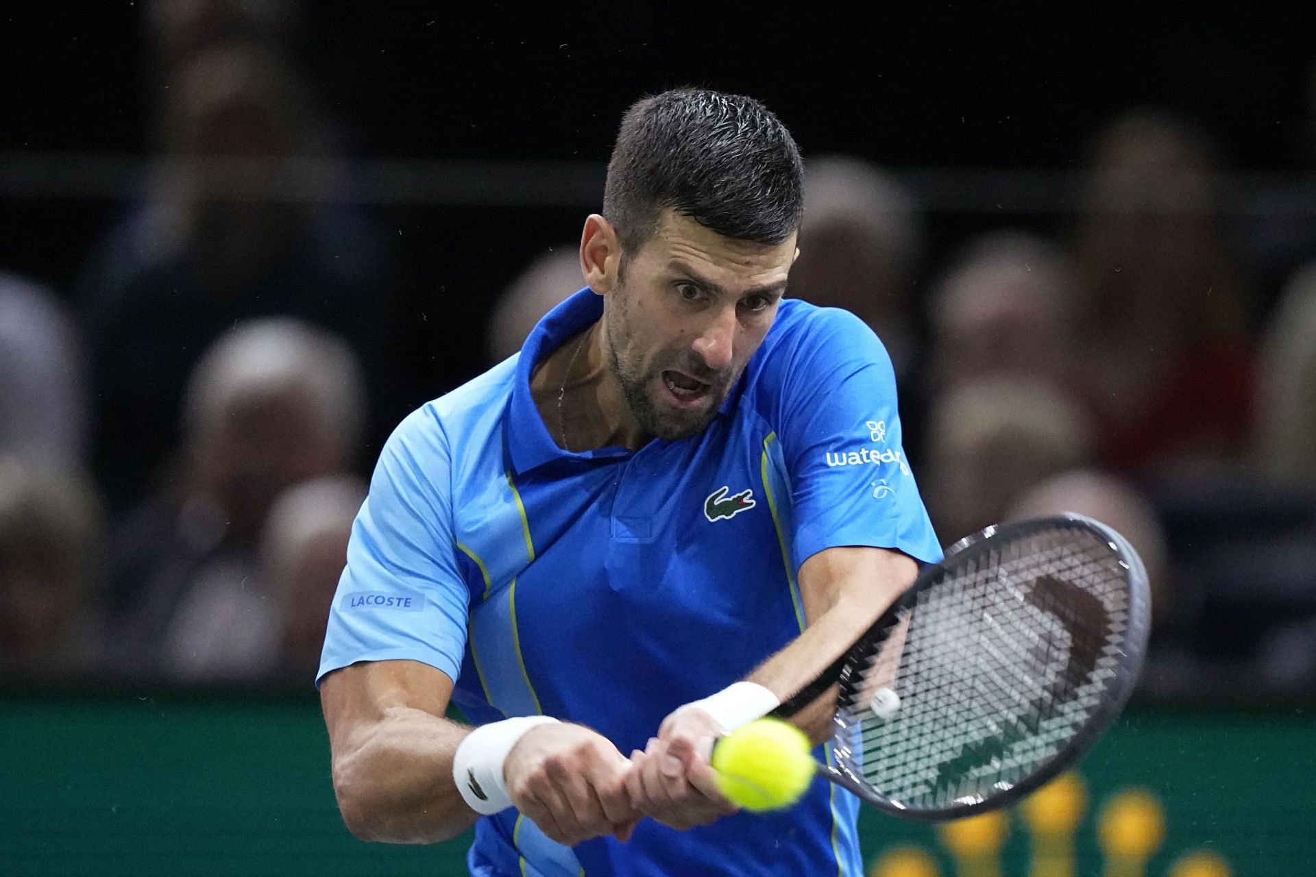 The Serb in action at the 2023 Paris Masters